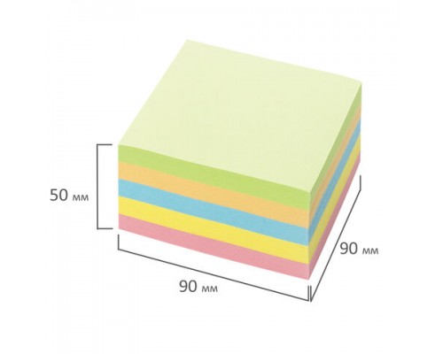 Блок для записей ОФИСМАГ непроклеенный, куб 9*9*5 см, цветной, 127801