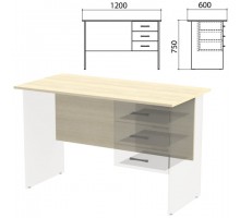 Столешница, царга стола письменного с тумбой "Канц" 1200х600х750 мм), дуб молочный, СК50.15.1