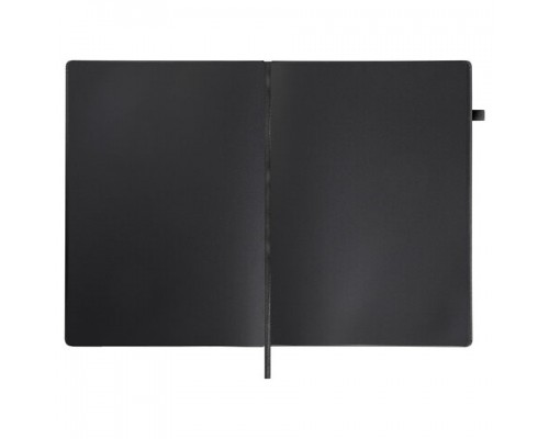 Скетчбук, черная бумага 140г/м 210х297мм, 80л, КОЖЗАМ, резинка,карман, BRAUBERG ART, черный, 113206