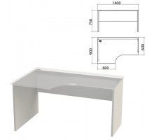 Каркас стола эргономичного "Этюд",1400х900х750 мм, левый, серый, 401671-03