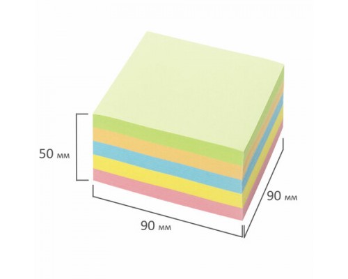 Блок для записей BRAUBERG непроклеенный, куб 9*9*5 см, цветной, 122339