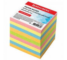Блок для записей BRAUBERG проклеенный, куб 9х9х9 см, цветной, 129207