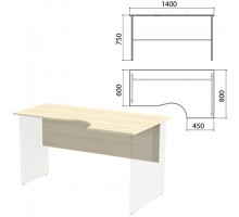 Столешница, царга стола эргономичного "Канц" 1400х800х750 мм, правый, цвет дуб молочный, СК30.15.1