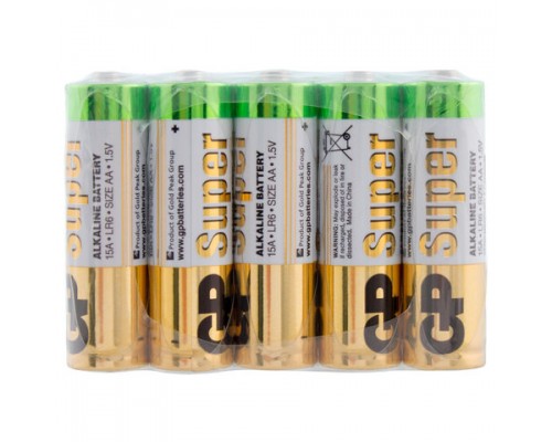 Батарейки GP Super, AA (LR6, 15А), алкалиновые, пальчиковые, КОМПЛЕКТ 60 шт, 15A-2CRVS60